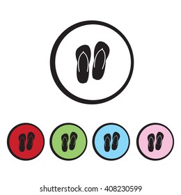 Summer flip flops slippers simple vector icon set color