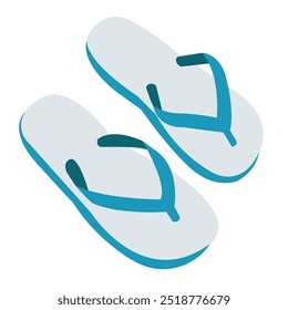 Verão flip flops imagem vetorial, sandálias de viagem ilustração plana, sandália jepit clip art, azul branco cor flip flop clipart