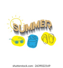 summer flipflop sunglass coconut vector artwork for tshirt illustration design , summer vibes , summer is here