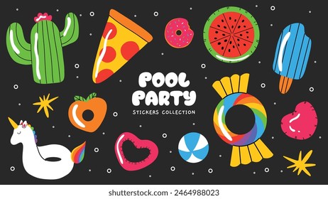 Summer floaters and beachball swimming pool and beach floating inflatable toy.