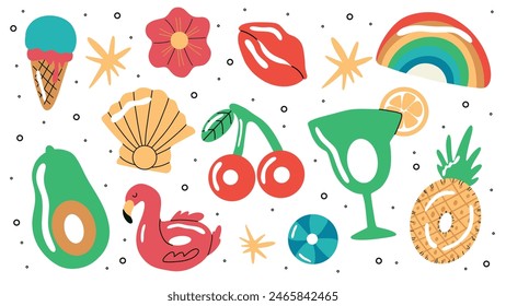 Summer floaters and beachball swimming pool and beach floating inflatable toy.