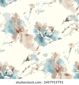 summer flora flowers branch art textile design pattern  seamless repeats allover, effect watercolors abstract ,colors print digital fabric