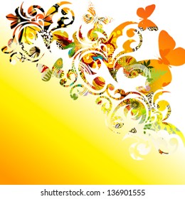 summer floral abstraction with butterflies
