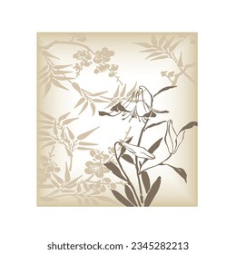 Summer floral backdrop and latte coffee color background