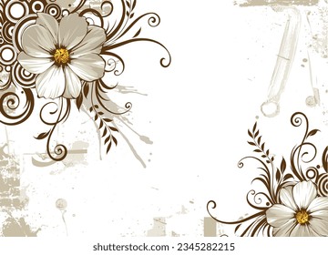 Summer floral backdrop and latte coffee color background