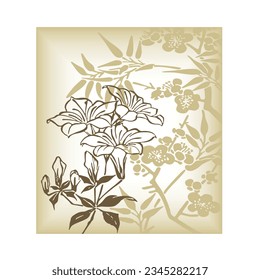 Summer floral backdrop and latte coffee color background