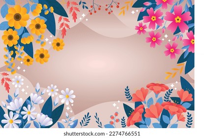 Summer Floral Background With Colorful Flower Background