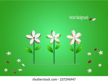 Summer floral background with paper daisy flowers. Vector illustration