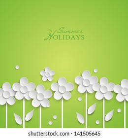 Summer floral background with paper white flowers. Vector illustration