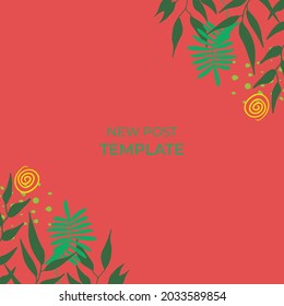 Summer floral background. Floral background with post stories social media template. Wedding invitation, thank you card, save the date cards. Wedding invitation colorful art