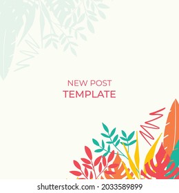 Summer floral background. Floral background with post stories social media template. Wedding invitation, thank you card, save the date cards. Wedding invitation colorful art