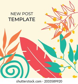 Summer floral background. Floral background with post stories social media template. Wedding invitation, thank you card, save the date cards. Wedding invitation colorful art