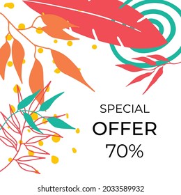 Summer floral background. Floral background with post stories social media template. Wedding invitation, thank you card, save the date cards. Wedding invitation colorful art