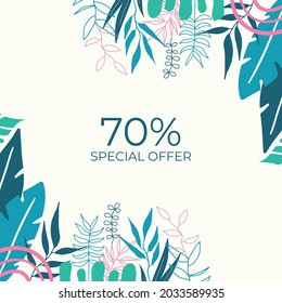 Summer floral background. Floral background with post stories social media template. Wedding invitation, thank you card, save the date cards. Wedding invitation colorful art