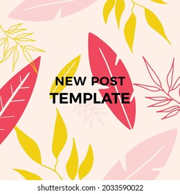 Summer floral background. Floral background with post stories social media template. Wedding invitation, thank you card, save the date cards. Wedding invitation colorful art