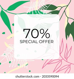 Summer floral background. Floral background with post stories social media template. Wedding invitation, thank you card, save the date cards. Wedding invitation colorful art
