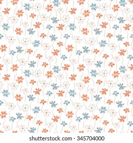 Summer floral background. Tiny flowers - Vector seamless pattern