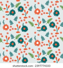 summer floral background Vector seamless. leaf pattern Seamless pattern hand-drawn with tropical leaves. floral seamless pattern with leaves The geometric pattern