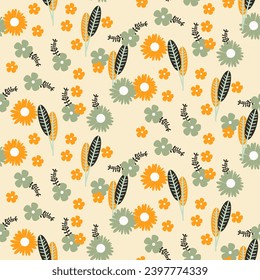 summer floral background Vector seamless. leaf pattern Seamless pattern hand-drawn with tropical leaves. floral seamless pattern with leaves The geometric pattern