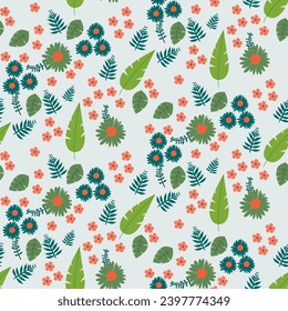 summer floral background Vector seamless. leaf pattern Seamless pattern hand-drawn with tropical leaves. floral seamless pattern with leaves The geometric pattern