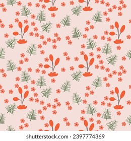 Blumenhintergrund im Sommer Vektor nahtlos. Laubmuster Nahtlose Muster handgezeichnet mit tropischen Blättern. nahtloses, florales Muster mit Blättern Das geometrische Muster