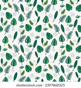 summer floral background Vector seamless. leaf pattern Seamless pattern hand-drawn with tropical leaves. floral seamless pattern with leaves The geometric pattern