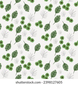 summer floral background Vector seamless. leaf pattern Seamless pattern hand-drawn with tropical leaves. floral seamless pattern with leaves The geometric pattern