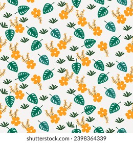 vector de fondo floral de verano sin fisuras. patrón de hojas sin costura dibujado a mano con hojas tropicales. patrón floral sin costuras con hojas El patrón geométrico