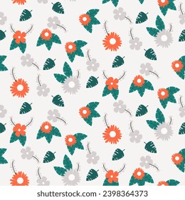 summer floral background Vector seamless. leaf pattern Seamless pattern hand-drawn with tropical leaves. floral seamless pattern with leaves The geometric pattern