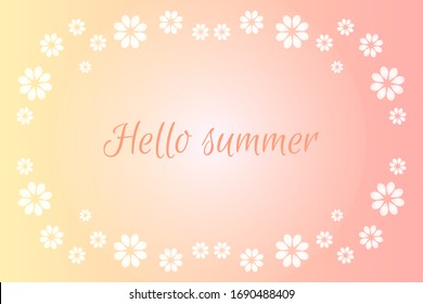 Summer floral background. White floral patterns on a delicate pastel background.