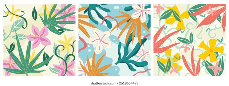 Summer Floral and Botanical pattern background. Tropical and Summer illustration