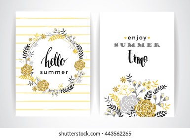 Summer floral card template. Vector illustration