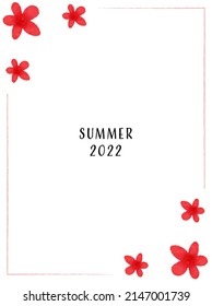 Summer floral card. Vector postcard template summer 2022.