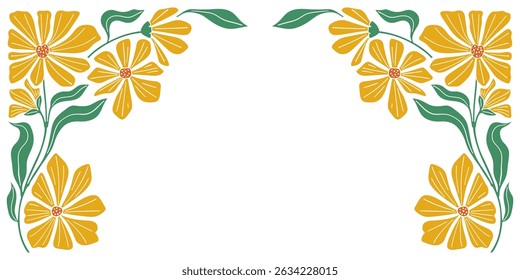 Summer floral frame with flowers vector eps