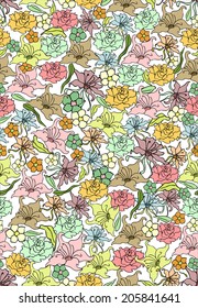 summer floral garden seamless pattern