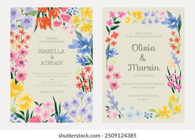 Vector de Plantilla de invitación floral de verano