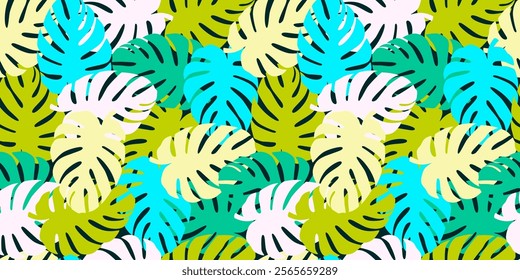 Summer floral leaf seamless pattern ornamental creative trendy colorful leaves vintage retro style vector texture fabric textile paper print wallpaper