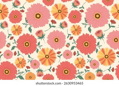Summer floral pattern, blooming flowers element on seamless pattern. Not AI generate design for fabric textile fashion print wallpaper, Beautiful blooming flowers, carpet, shirt, seamless, Pink flower