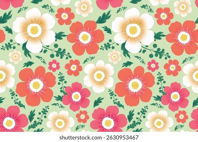 Summer floral pattern, blooming flowers element on seamless pattern.Not AI generate design for fabric textile fashion print wallpaper, Beautiful blooming flowers, carpet, shirt, seamless, White flower