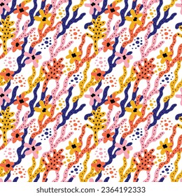 Summer floral pattern. Can be printed on any material: package, merch, fabric, home.