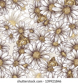 Summer floral pattern with daisies