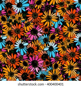 Summer floral pattern with daisies