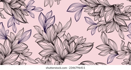 Summer floral pattern. Hand-drawn floral texture. Floral pattern fabric design. Seamless vector floral pattern.