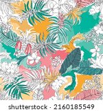 Summer floral pattern looking like unfinished watercolors, perfect for textiles and decoration
