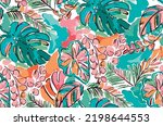 Summer floral pattern looking like unfinished watercolors, perfect for textiles and decoration