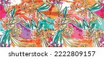 Summer floral pattern looking like unfinished watercolors, perfect for textiles and decoration