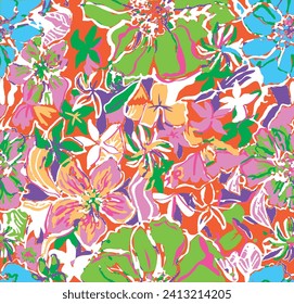 Summer floral pattern looking like unfinished watercolors, perfect for textiles and decoration