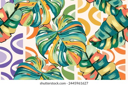 Summer floral pattern looking like watercolors, tropical pattern perfect for textiles and decoration