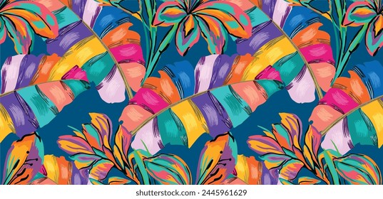 Summer floral pattern looking like watercolors, tropical pattern perfect for textiles and decoration