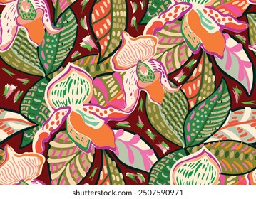 Summer floral pattern looking like unfinished watercolors, perfect for textiles and decoration